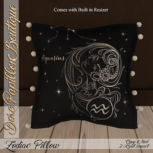 Second Life Marketplace DPB Zodiac Pillow Aquarius